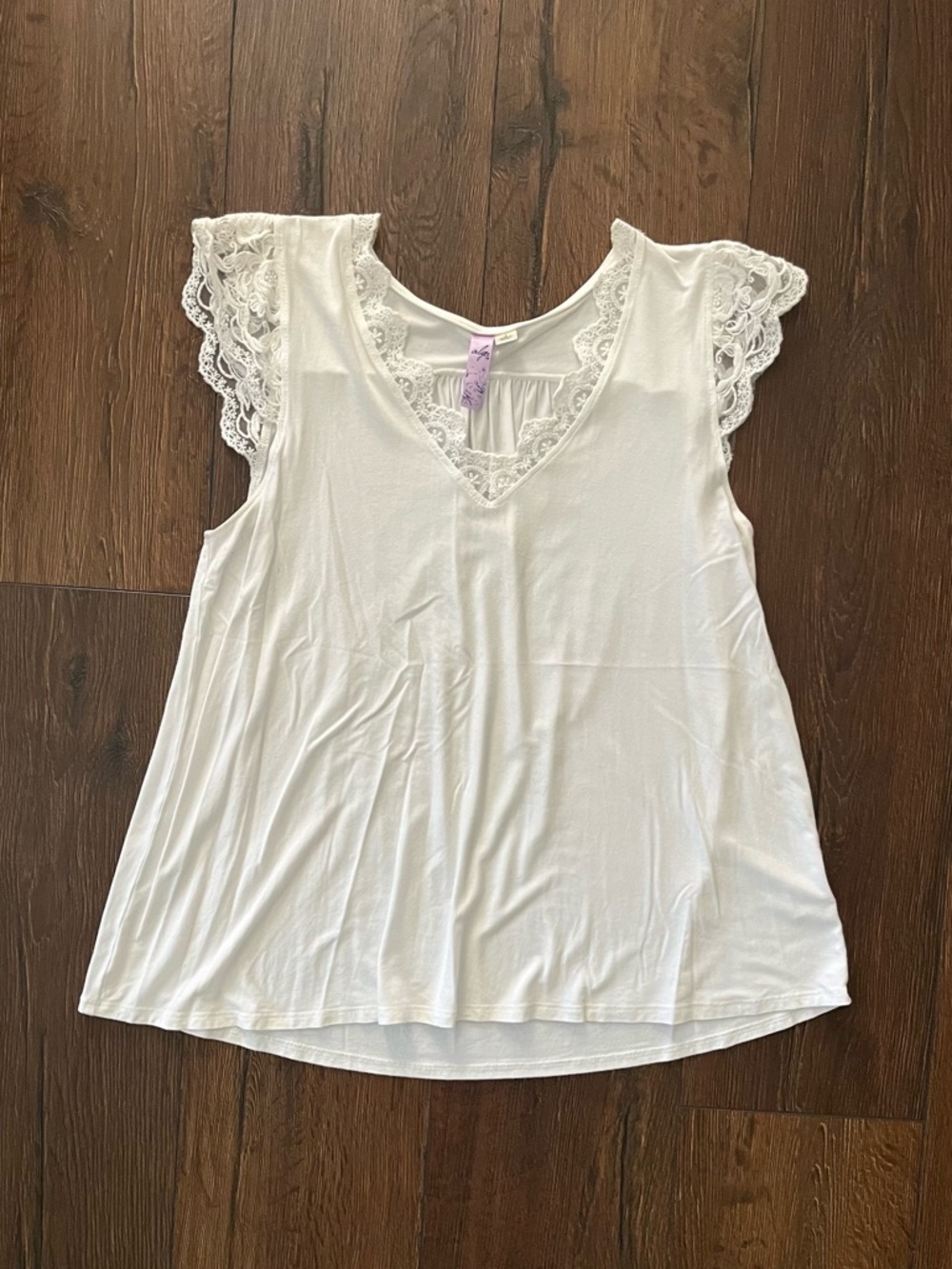 Lace Trim V-Neck Top